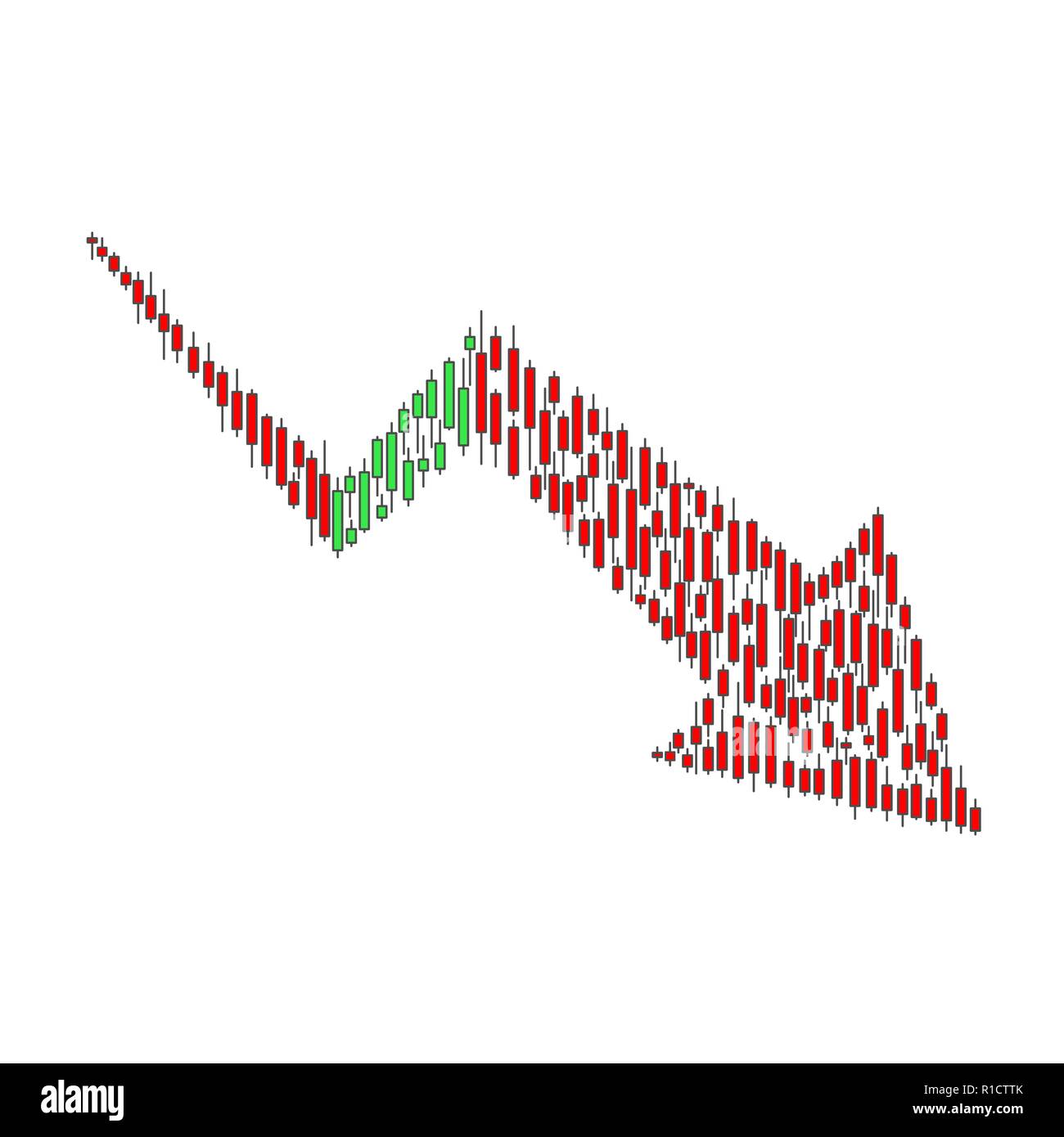 Le rouge et le vert les chandeliers de change du marché isolé sur fond blanc Illustration de Vecteur