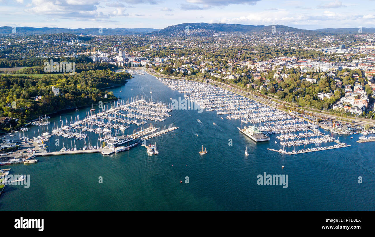 Boats docked in Kongen Marina, Oslo, Norvège Banque D'Images