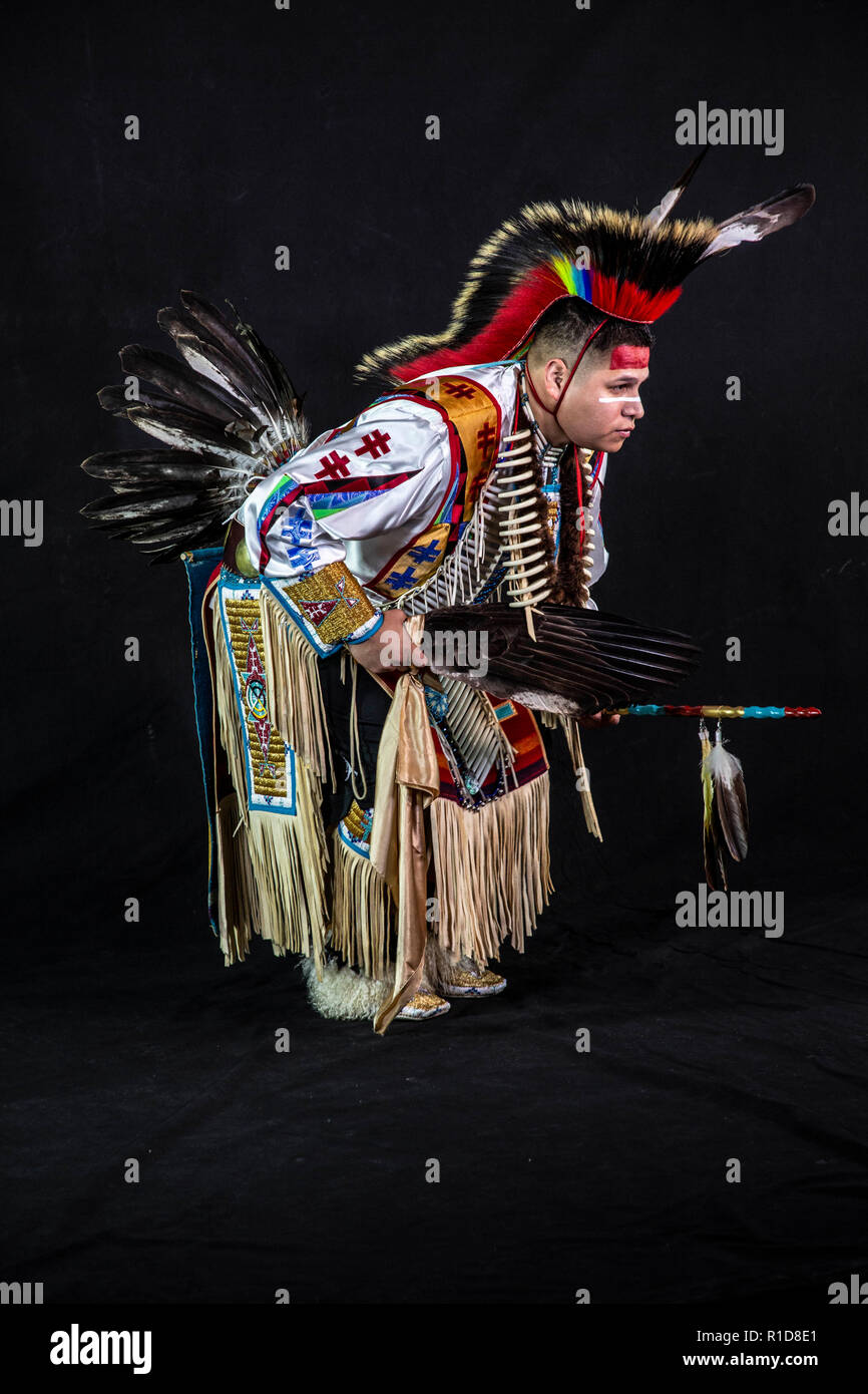 Sioux lakotas en costume autochtone dans le Dakota du Sud Banque D'Images