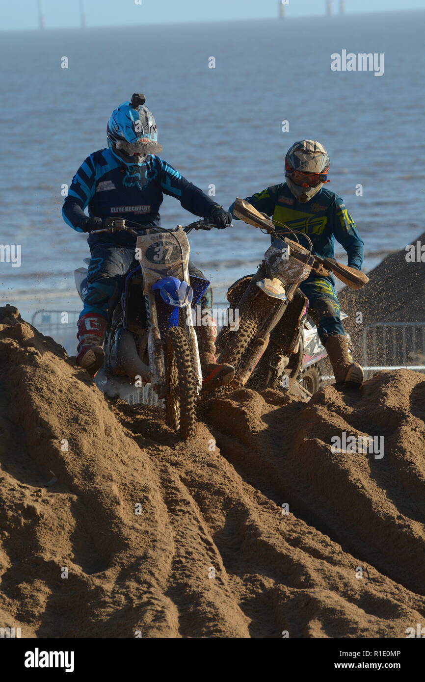 Plage de Skegness race Les 10 et 11 novembre 2018. Enduro, Motocross, side-car et quad racing sur le sable Banque D'Images Plage de Skegness race Les 10 et 11 novembre 2018. Enduro, Motocross, side-car et quad racing sur le sable Banque D'Images