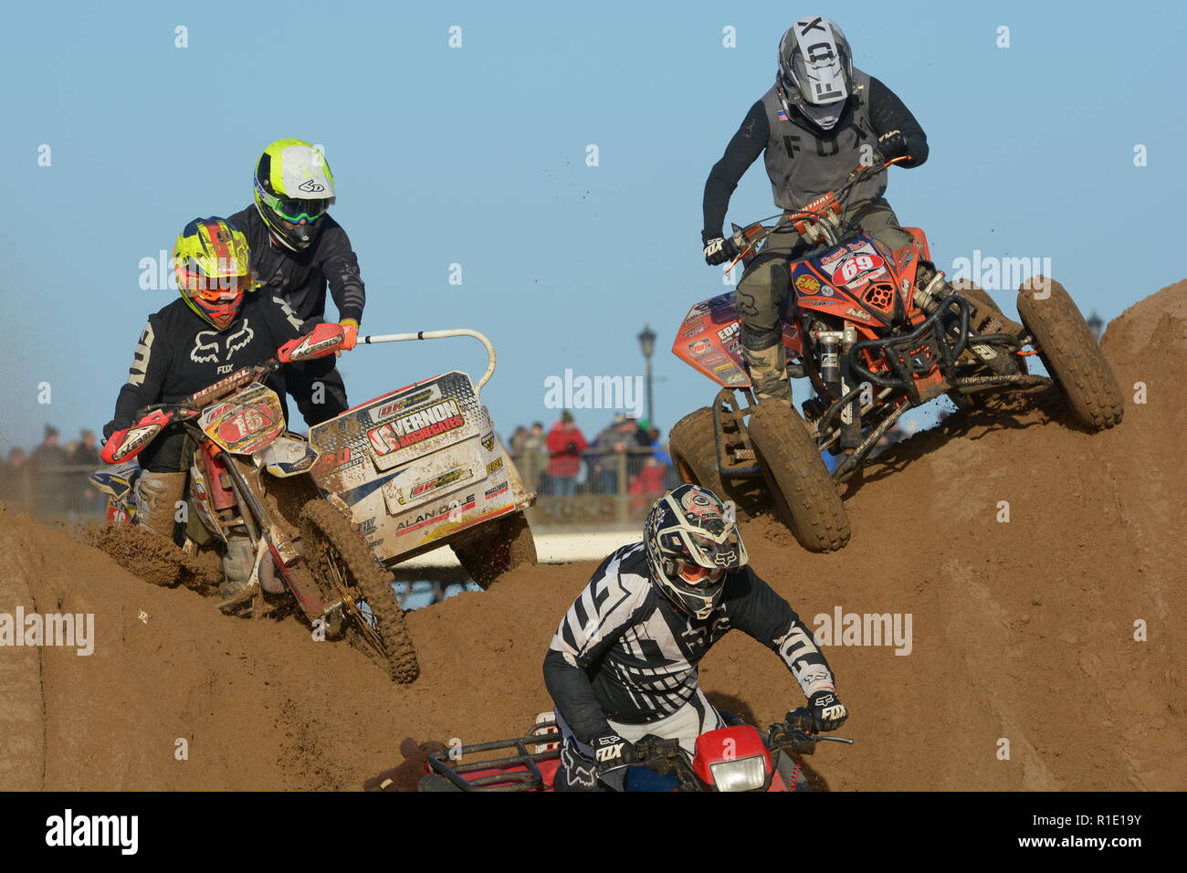 Plage de Skegness race Les 10 et 11 novembre 2018. Enduro, Motocross, side-car et quad racing sur le sable Banque D'Images Plage de Skegness race Les 10 et 11 novembre 2018. Enduro, Motocross, side-car et quad racing sur le sable Banque D'Images