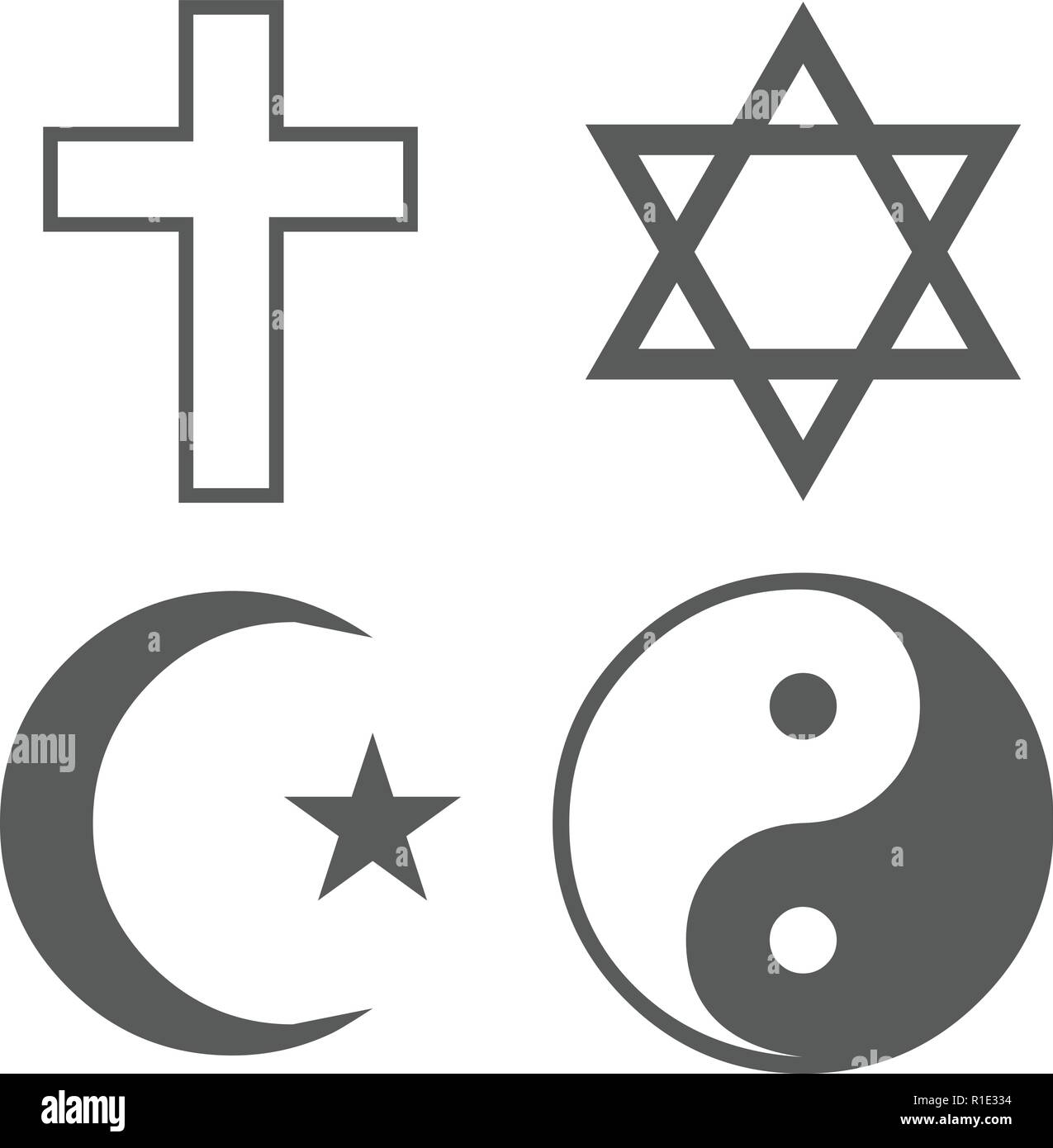 Définir l'icône l'icône de la religion. Vector illustration simple de la religion catholique set icon noir isolé sur fond blanc Illustration de Vecteur