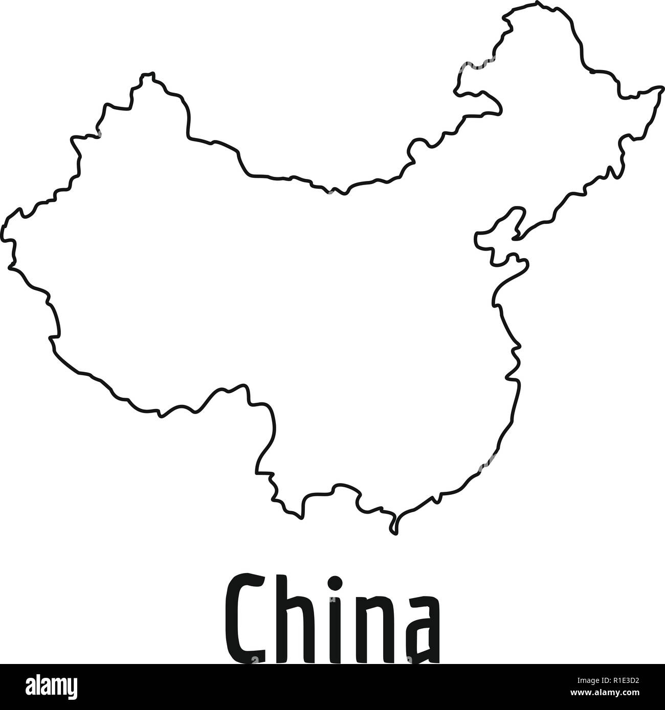 China map fine ligne. Simple illustration de China map vector isolé sur fond blanc Illustration de Vecteur