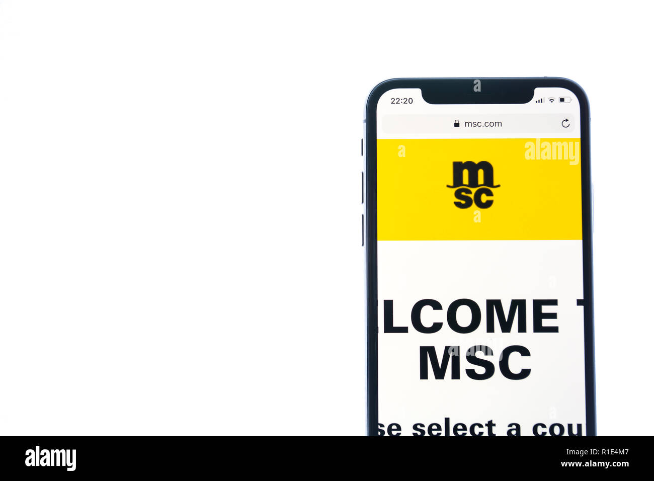 Soleure, Suisse - le 11 novembre 2018 : MSC logo affiché sur un smartphone moderne Banque D'Images