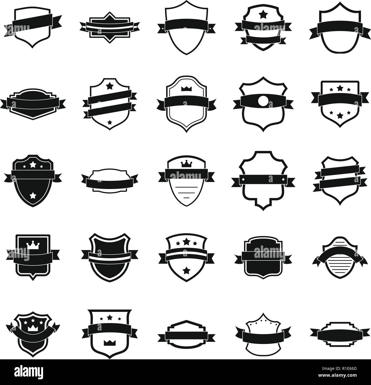 Badge Shield icons set. Illustration simple de 25 icônes vectorielles badge shield for web Illustration de Vecteur
