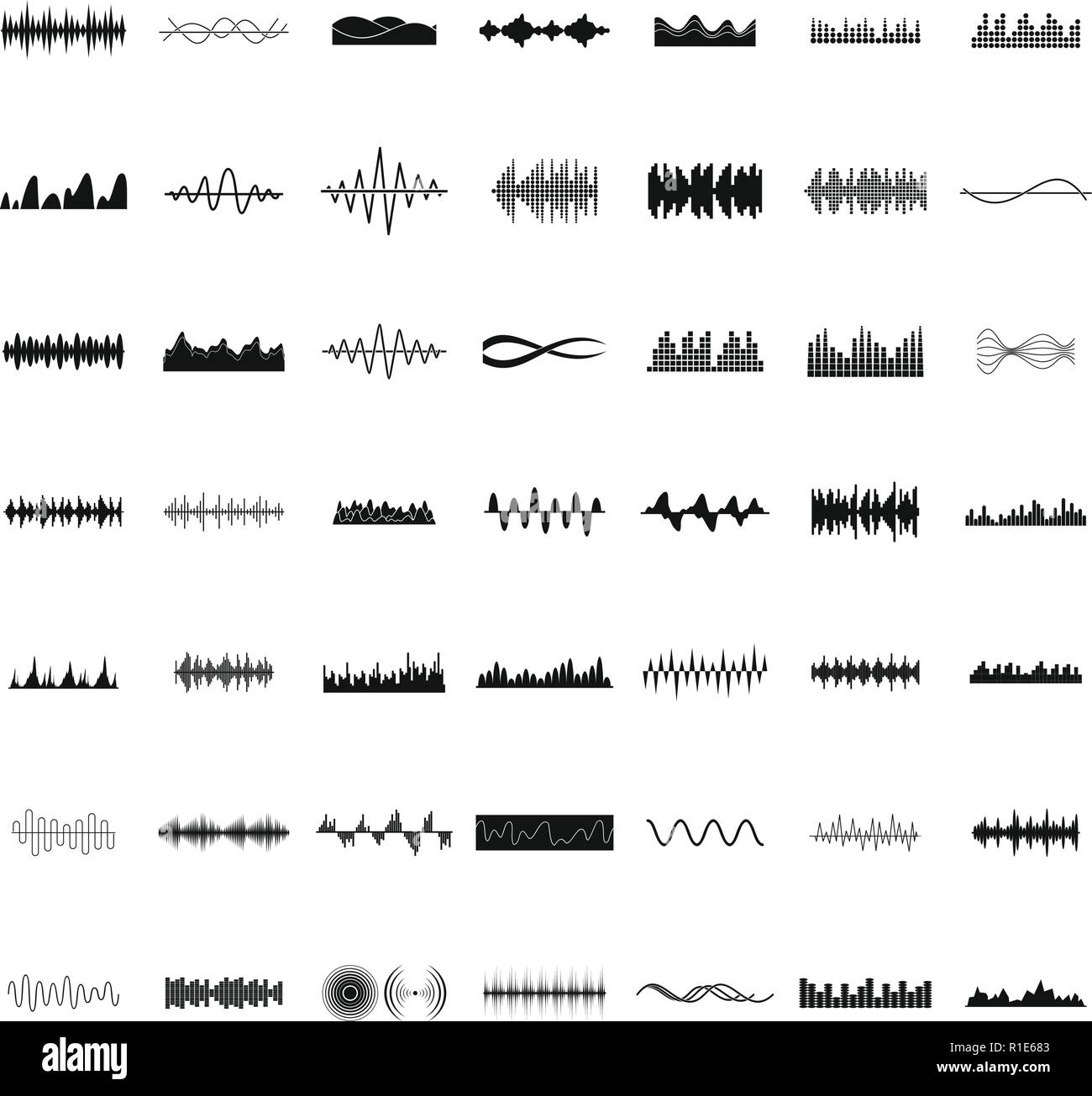 Onde sonore icons set. Illustration simple de 50 icônes vecteur d'onde sonore pour le web Illustration de Vecteur