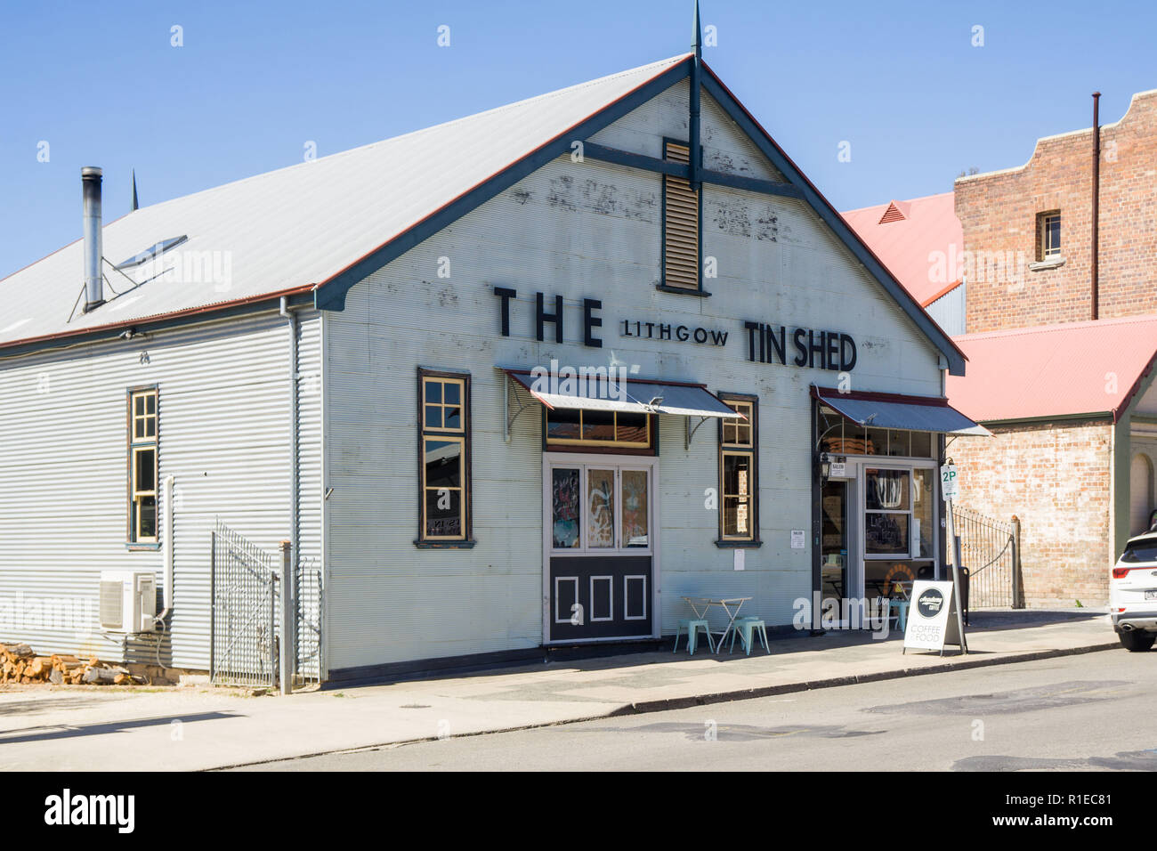 La Tin Shed Cafe à Lithgow, NSW, Australie Banque D'Images