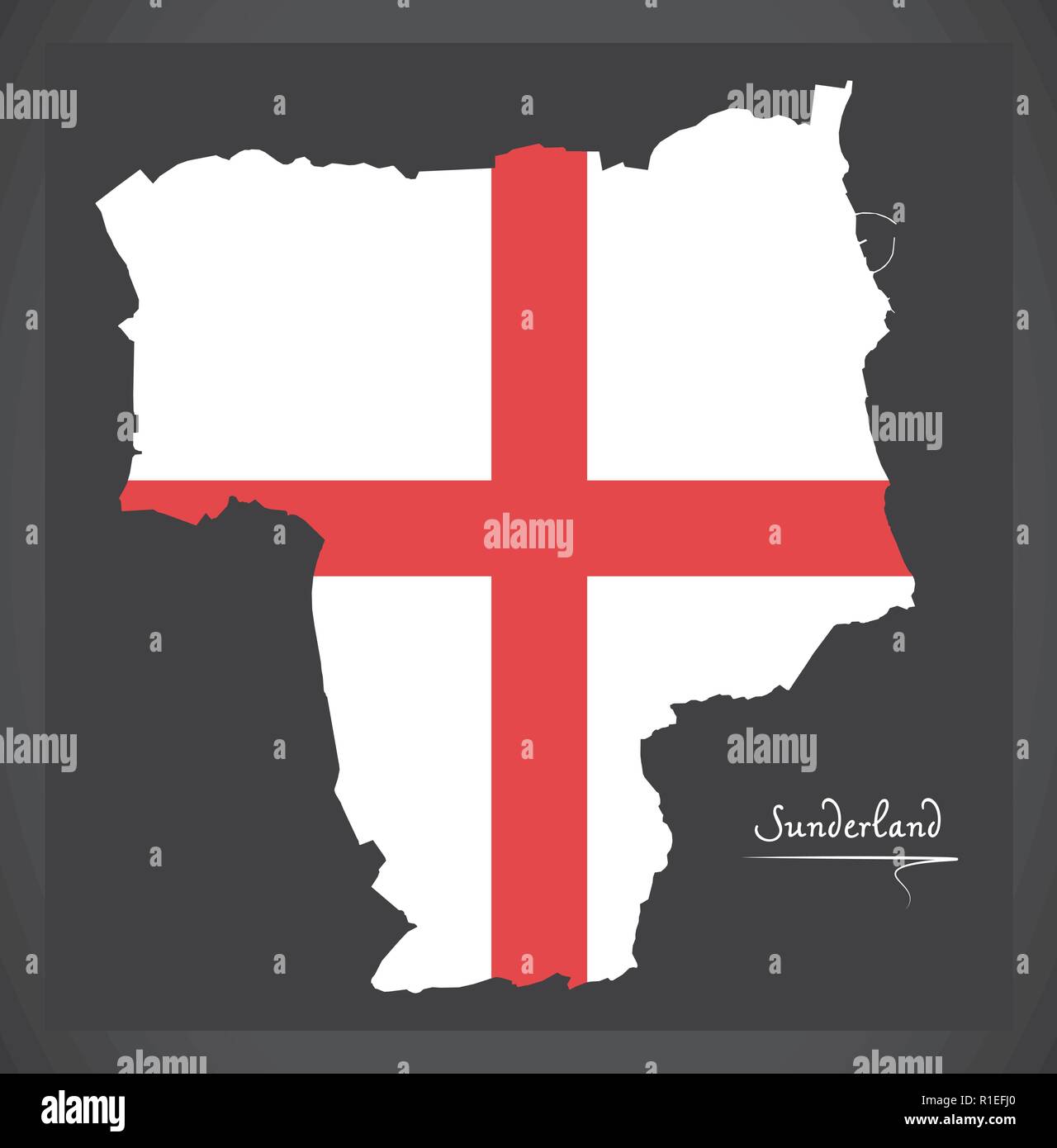 Plan de la ville de Sunderland avec drapeau anglais illustration Illustration de Vecteur