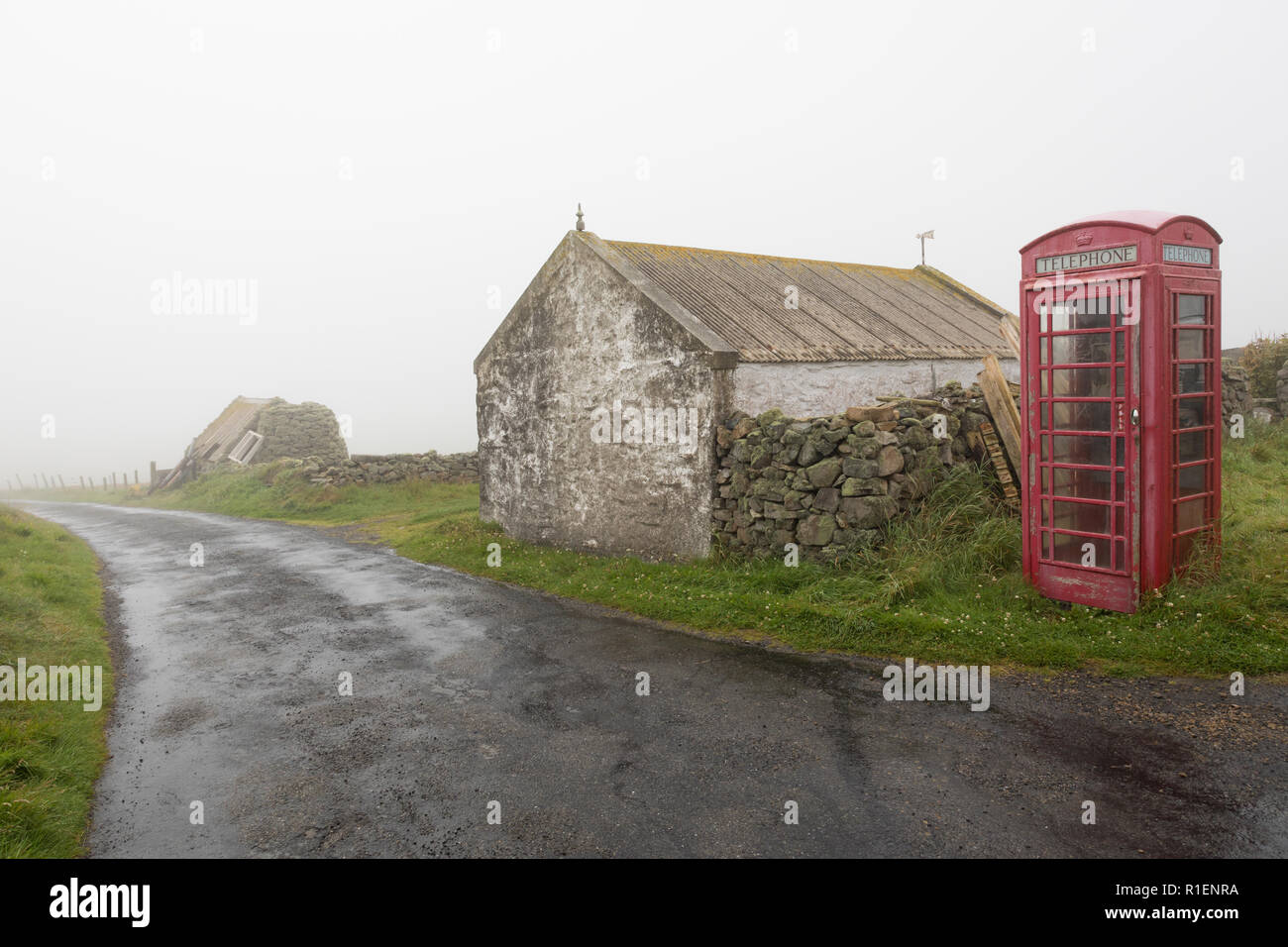 Chambre le Fair Isle avec cabine téléphonique Banque D'Images