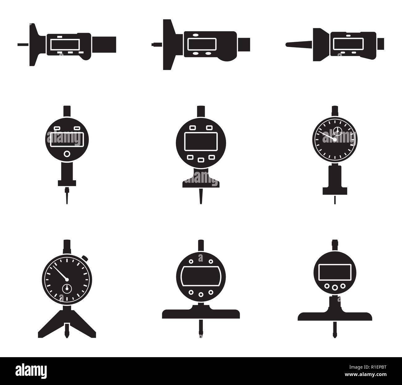 Cadran et indicateur numérique jauge de profondeur. Vecteur Silhouette Illustration de Vecteur