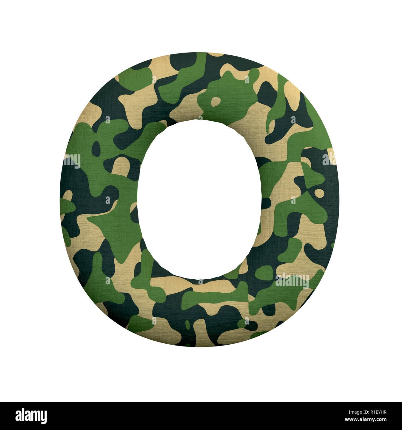 Lettre de l'armée - 3d O Capital Camo font isolé sur fond blanc. Cet alphabet est parfait pour les illustrations créatives mais non limité à l'Armée Banque D'Images