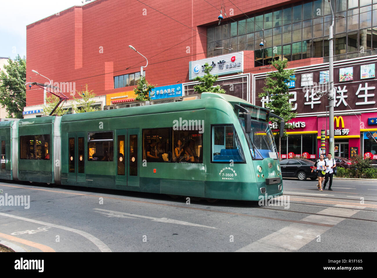 DALIAN, Liaoning, Chine - 22 juil 2018 : Dalian dispose d'un vaste service de tramway Banque D'Images