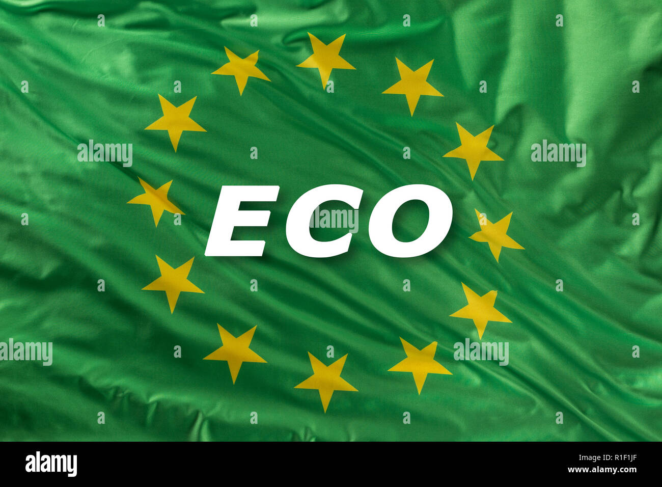 Drapeau de l'Union européenne verte en tant que marque d'alimentation bio bio ou l'écologie. Banque D'Images