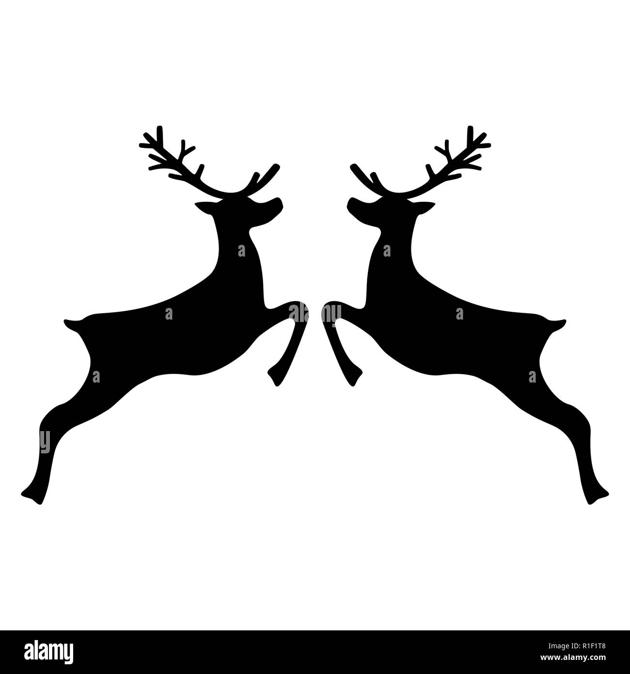 Le renne sautant sur un fond blanc Illustration de Vecteur