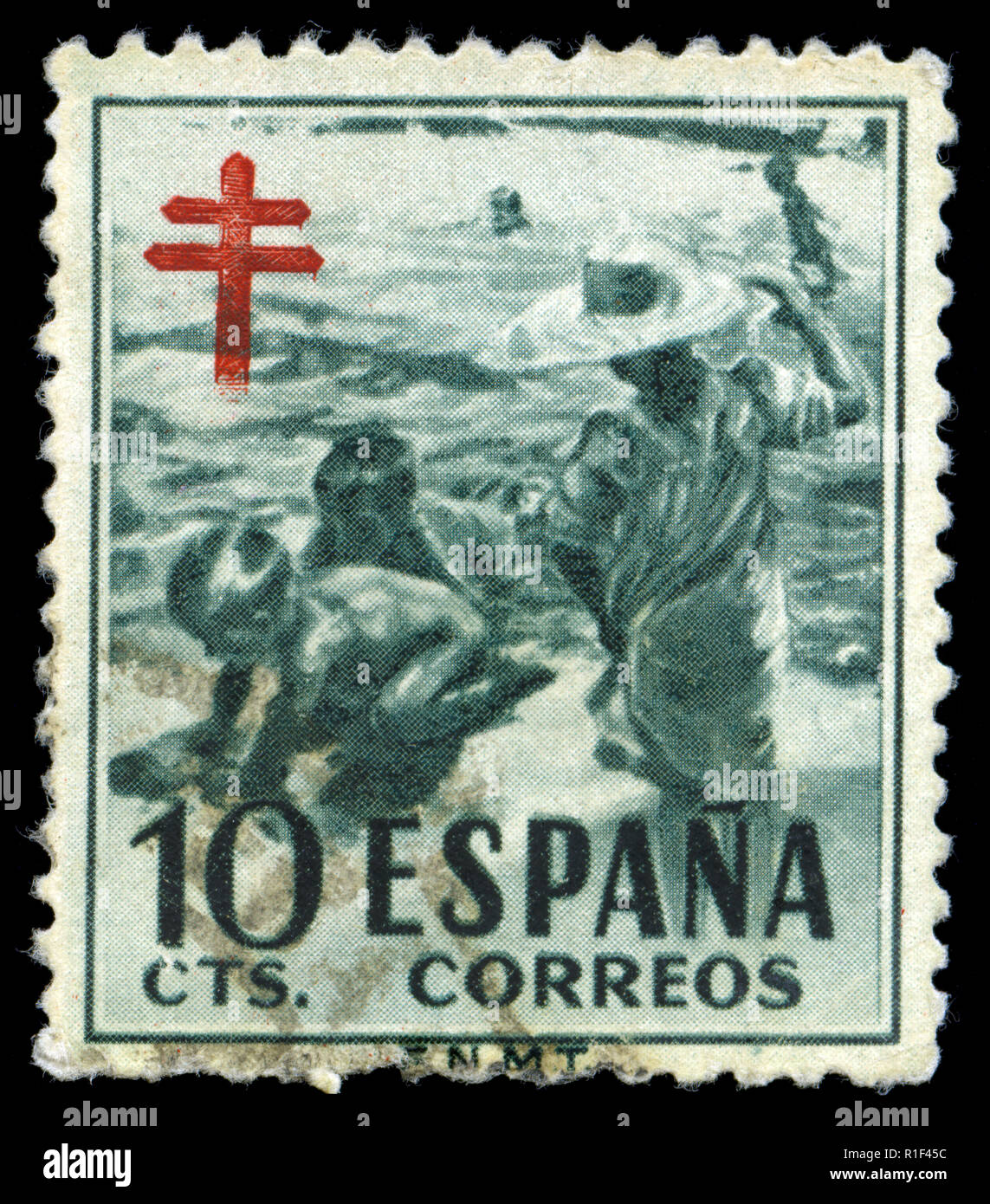 Timbres-poste de l'Espagne dans la Pro-tuberculose série émise en 1951 Banque D'Images