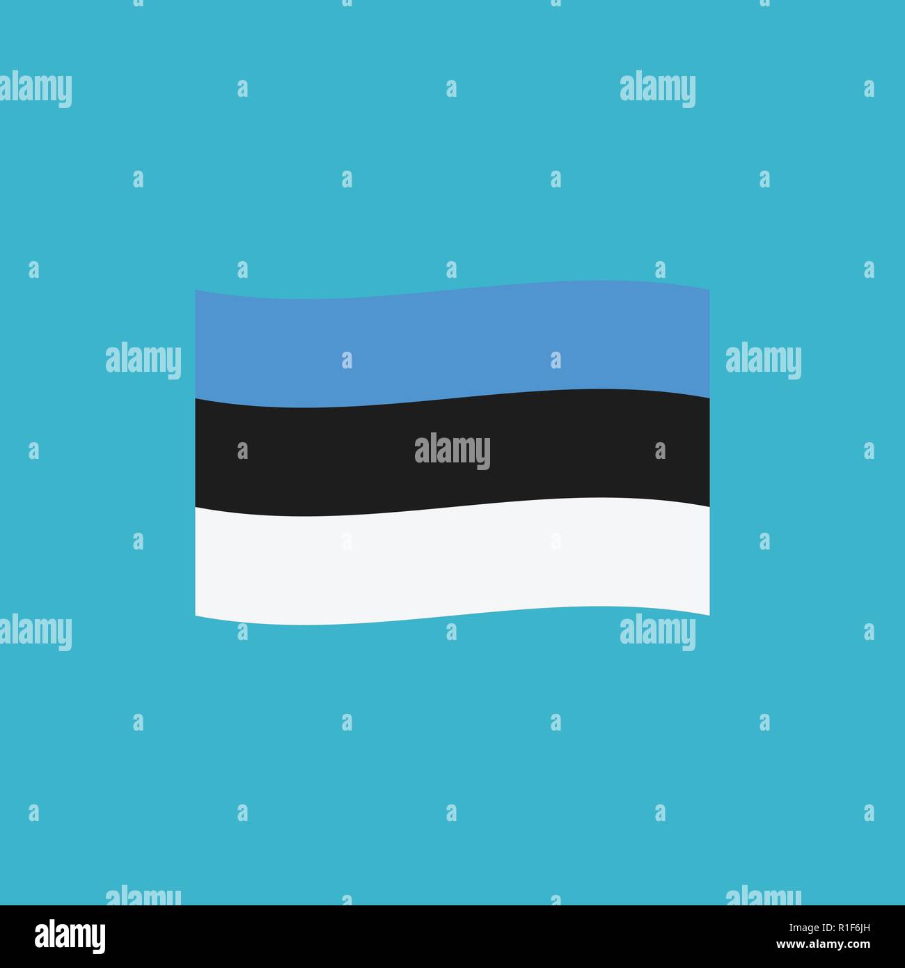 L'icône du drapeau de l'Estonie modèle plat. Date de l'indépendance ou de la fête nationale. Illustration de Vecteur