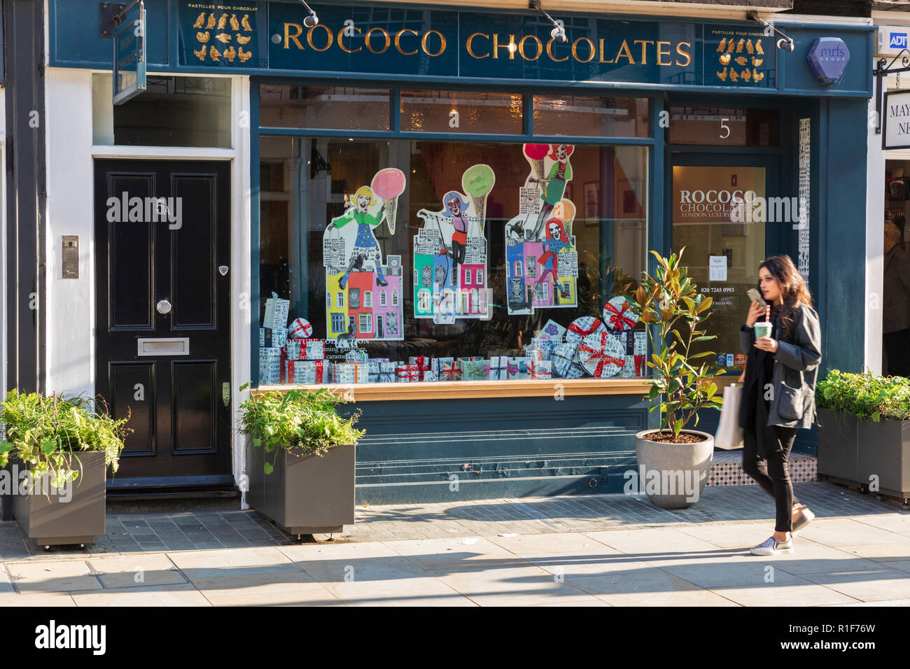 Le rococo Chocolates est un artisan chocolatier dans Motcomb Street, Knightsbridge, Knightsbridge, Londres, Angleterre, Royaume-Uni Banque D'Images