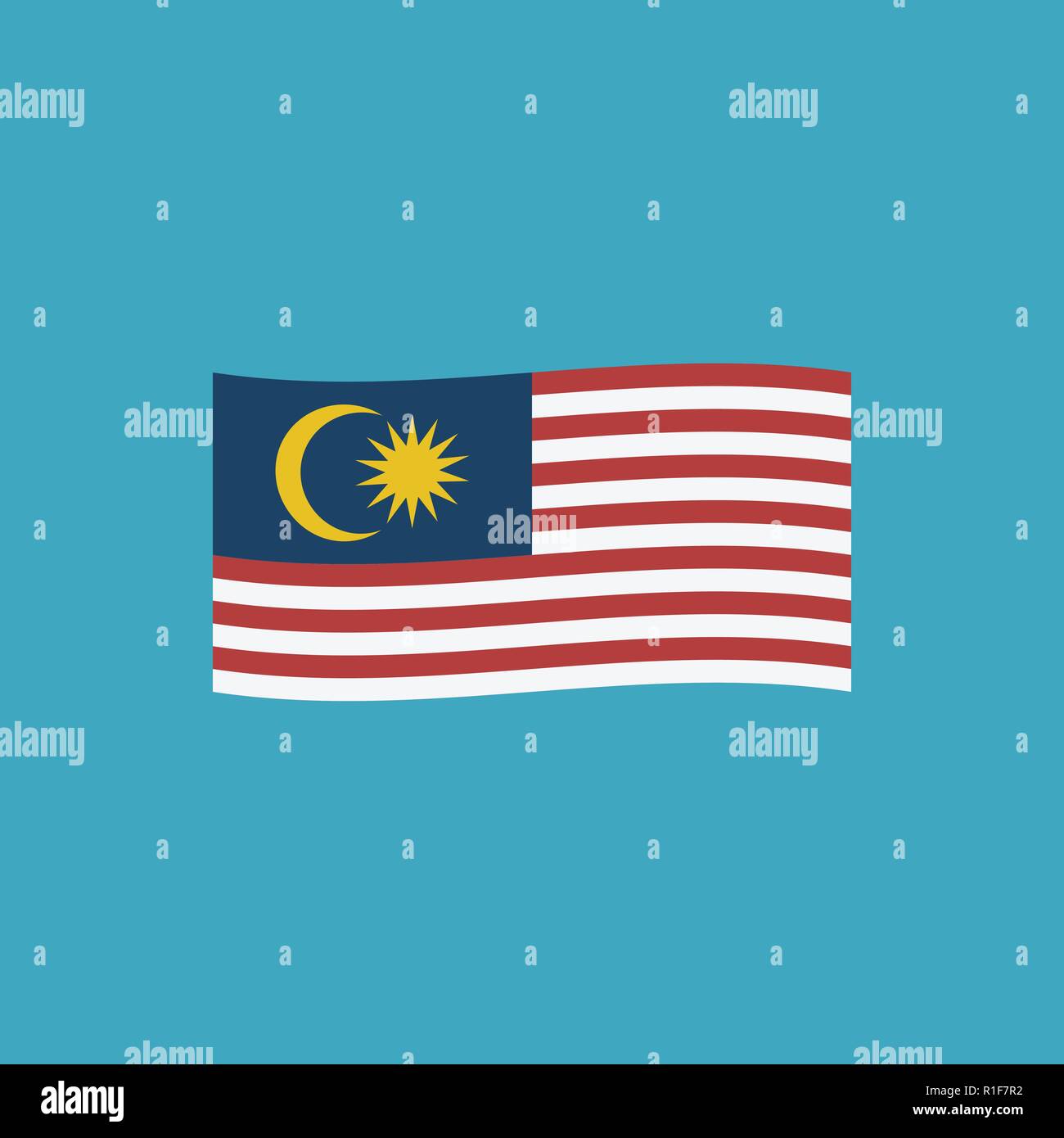 L'icône du drapeau de la Malaisie modèle plat. Date de l'indépendance ou de la fête nationale. Illustration de Vecteur