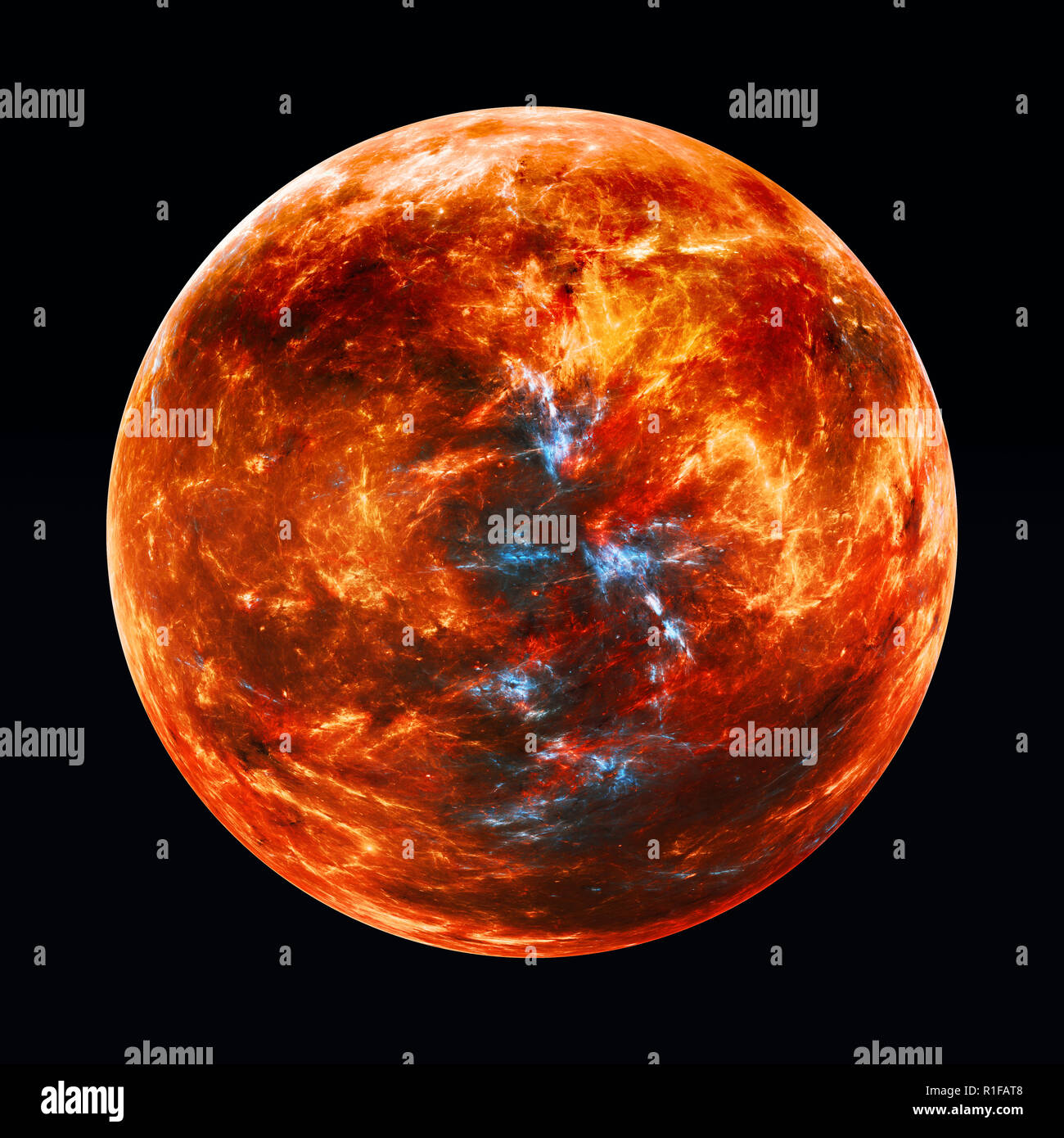 Fiery red exoplanète, générée par ordinateur résumé fond, 3D Rendering Banque D'Images