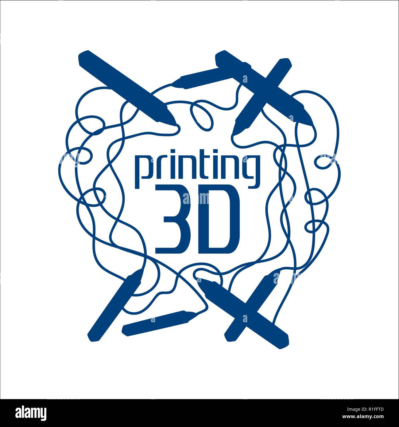 Logo vector impression en 3D et 3D pens Illustration de Vecteur