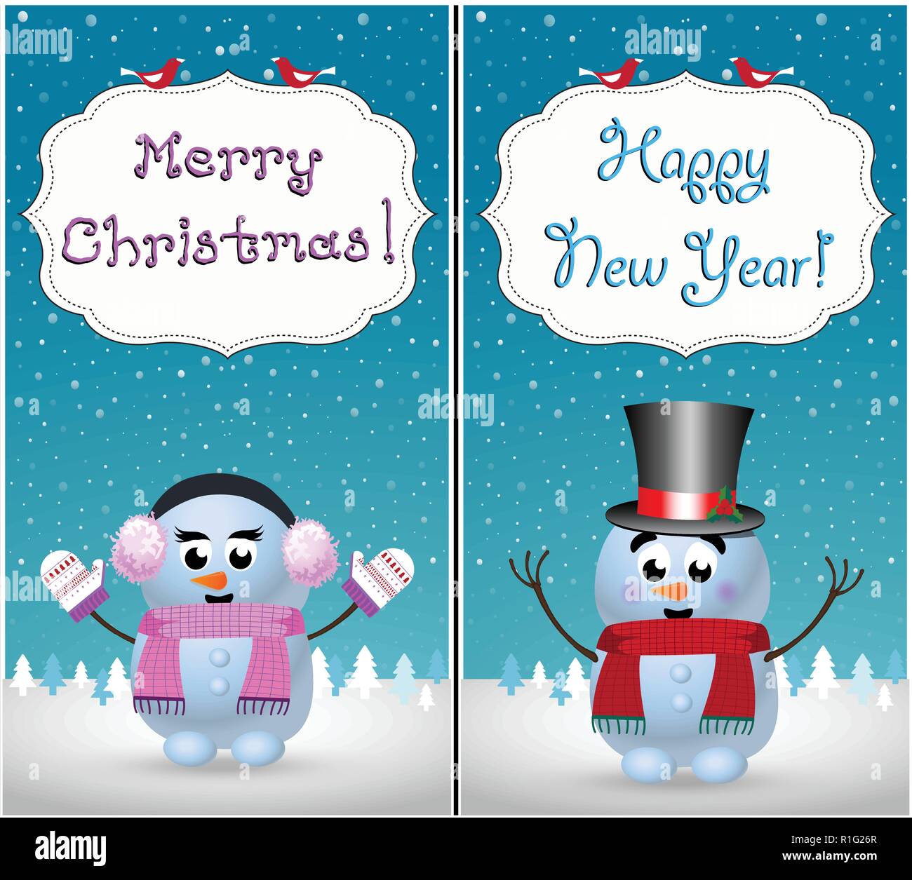 Joyeux Noel Et Bonne Annee Cartes De Voeux Serie De Bebe Mignon Petit Bonhomme De Neige Et D Hiver Paysage De Neige Snowgirl Sur Scene Et A La Main Letterin Image Vectorielle Stock Joyeux Noel Et Bonne Annee Cartes De Voeux Serie De Bebe Mignon Petit Bonhomme De Neige Et D Hiver Paysage De Neige Snowgirl Sur Scene Et A La Main Letterin Image Vectorielle Stock
