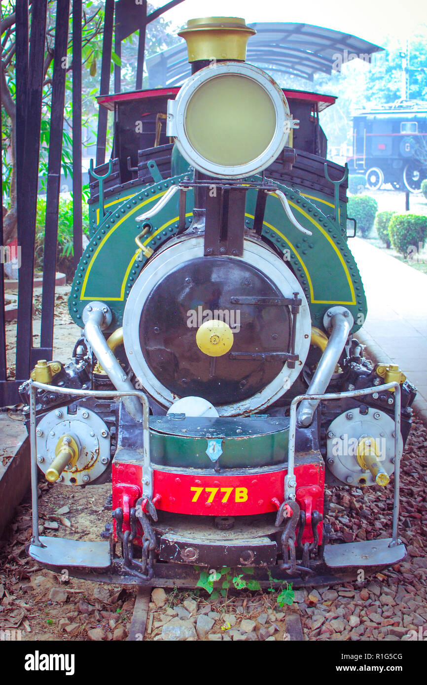Locomotive à vapeur sur l'affichage - National Rail Museum, New Delhi, Inde. Banque D'Images
