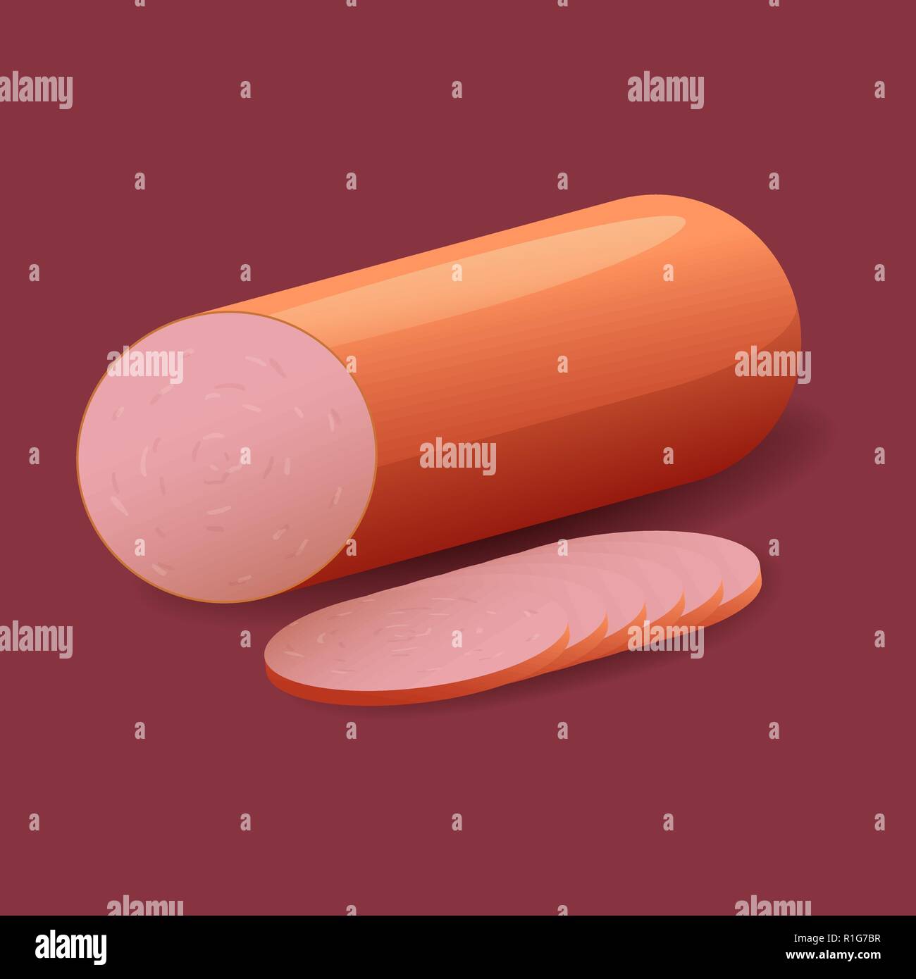 Couper les tranches de saucisson, saucisse, isolé sur fond blanc, vector illustration Illustration de Vecteur Couper les tranches de saucisson, saucisse, isolé sur fond blanc, vector illustration Illustration de Vecteur