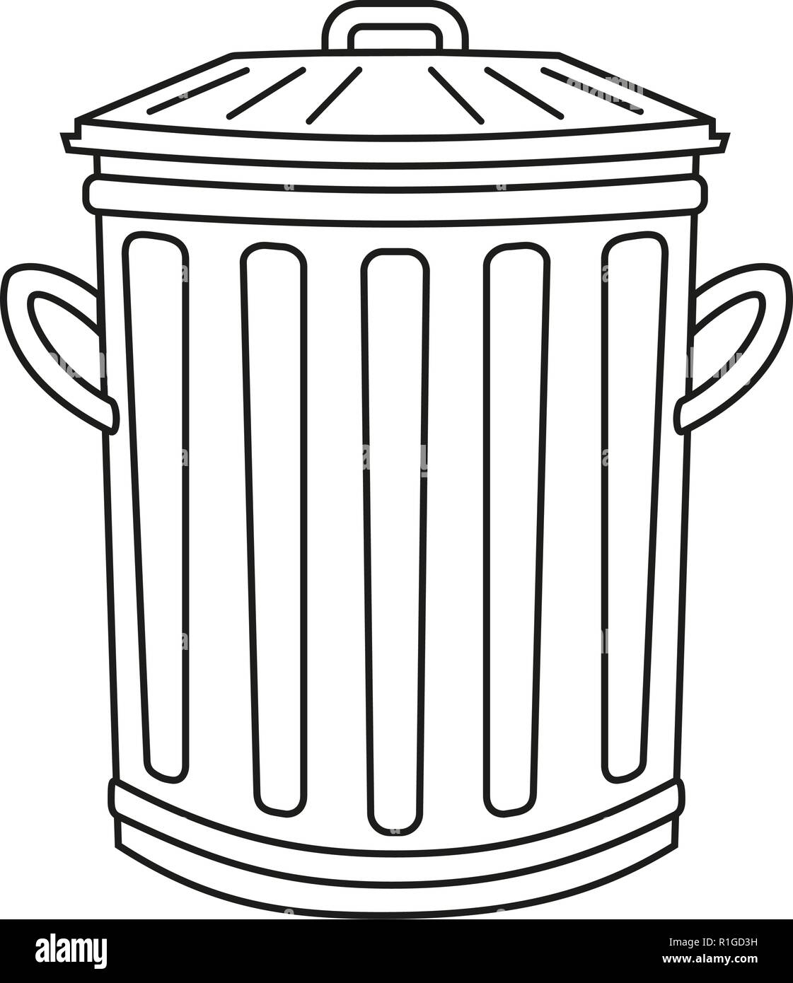 Les dessins au trait noir et blanc Street trash can Illustration de Vecteur
