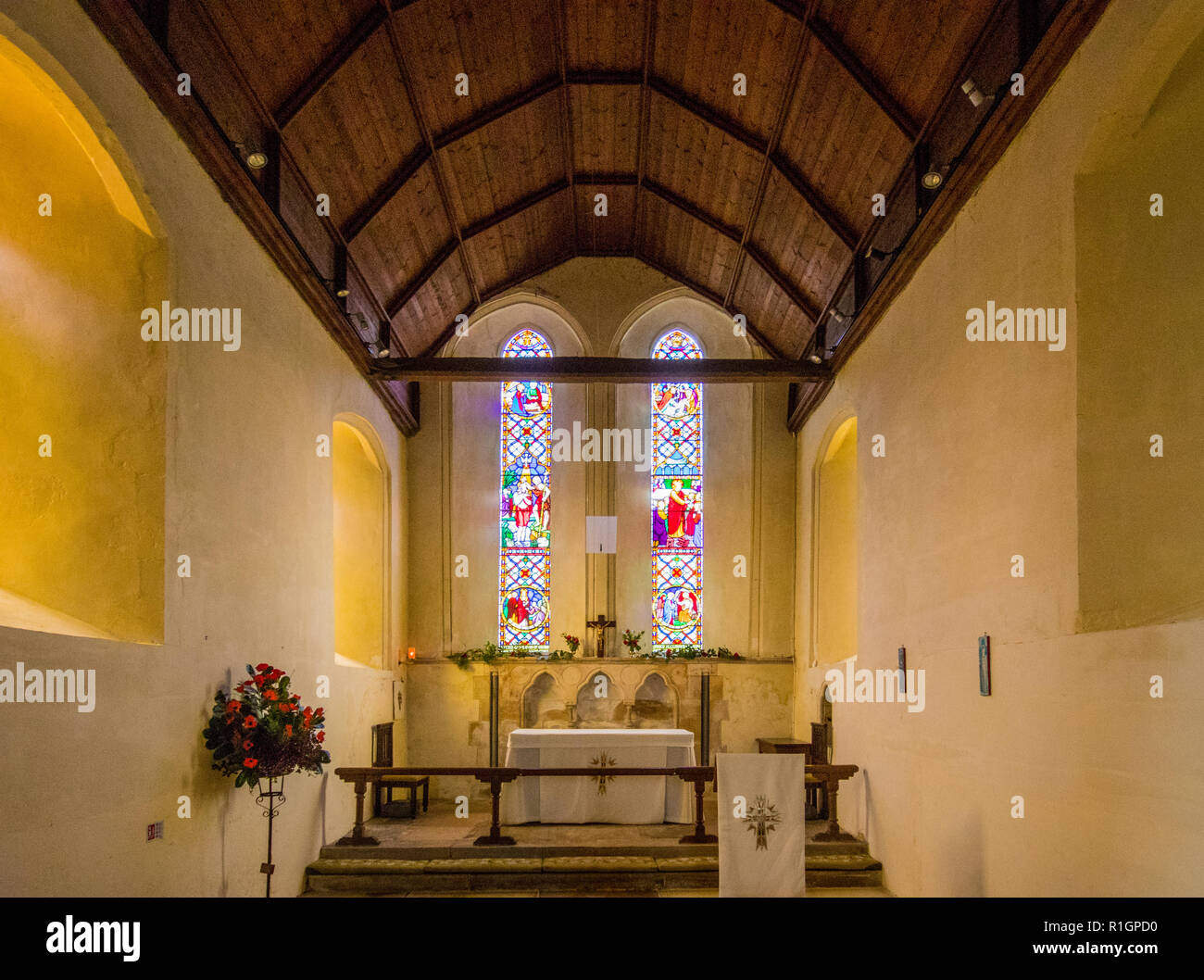 L'altérer au St Andrew's Church, Tanger près de Chichester, West Sussex, UK Banque D'Images