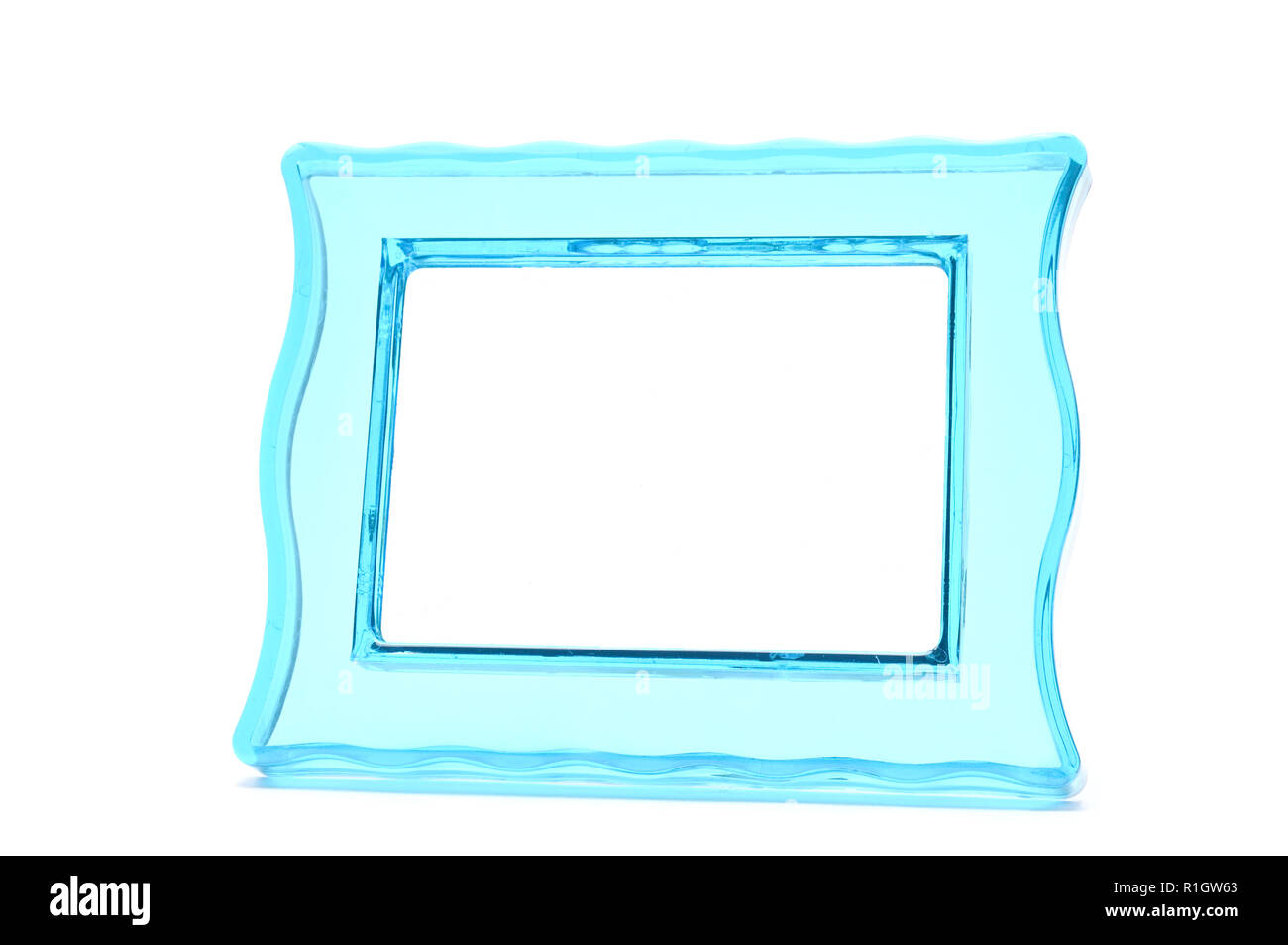 Couleur turquoise en plastique transparent Vintage frame photo sur un fond blanc. Banque D'Images