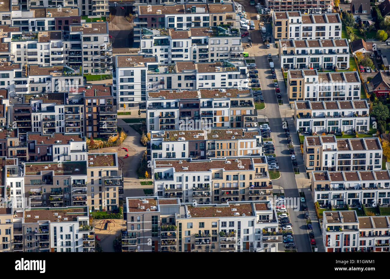 Vue aérienne, la construction de logements à l'Röpkestraße, Derendorf, METRO Group, Appartements, Condos, développement immobilier, appartement de grand standing, dusse Banque D'Images