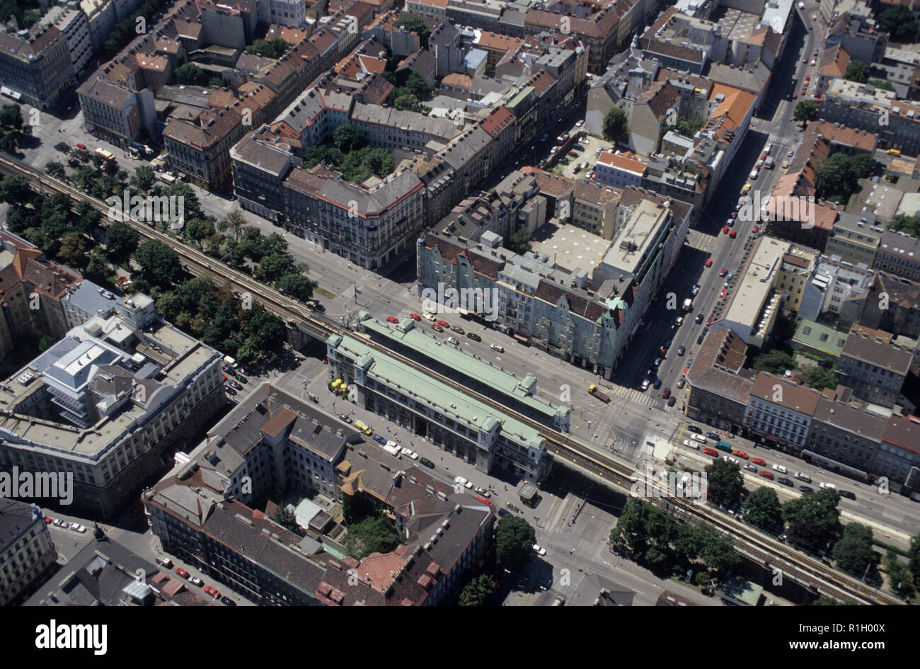 Wien, Gürtelstraße Stadtbahnstation und Alser Straße, Luftbild - Vienne, vue aérienne Banque D'Images