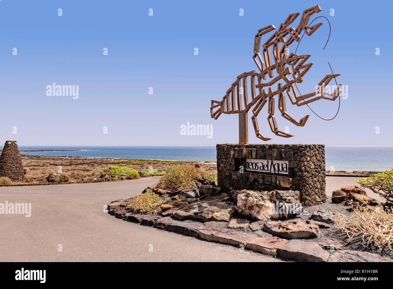 Sculpture de homard à l'entrée de Jameos del aqua, Lanzarote, îles canaries Banque D'Images