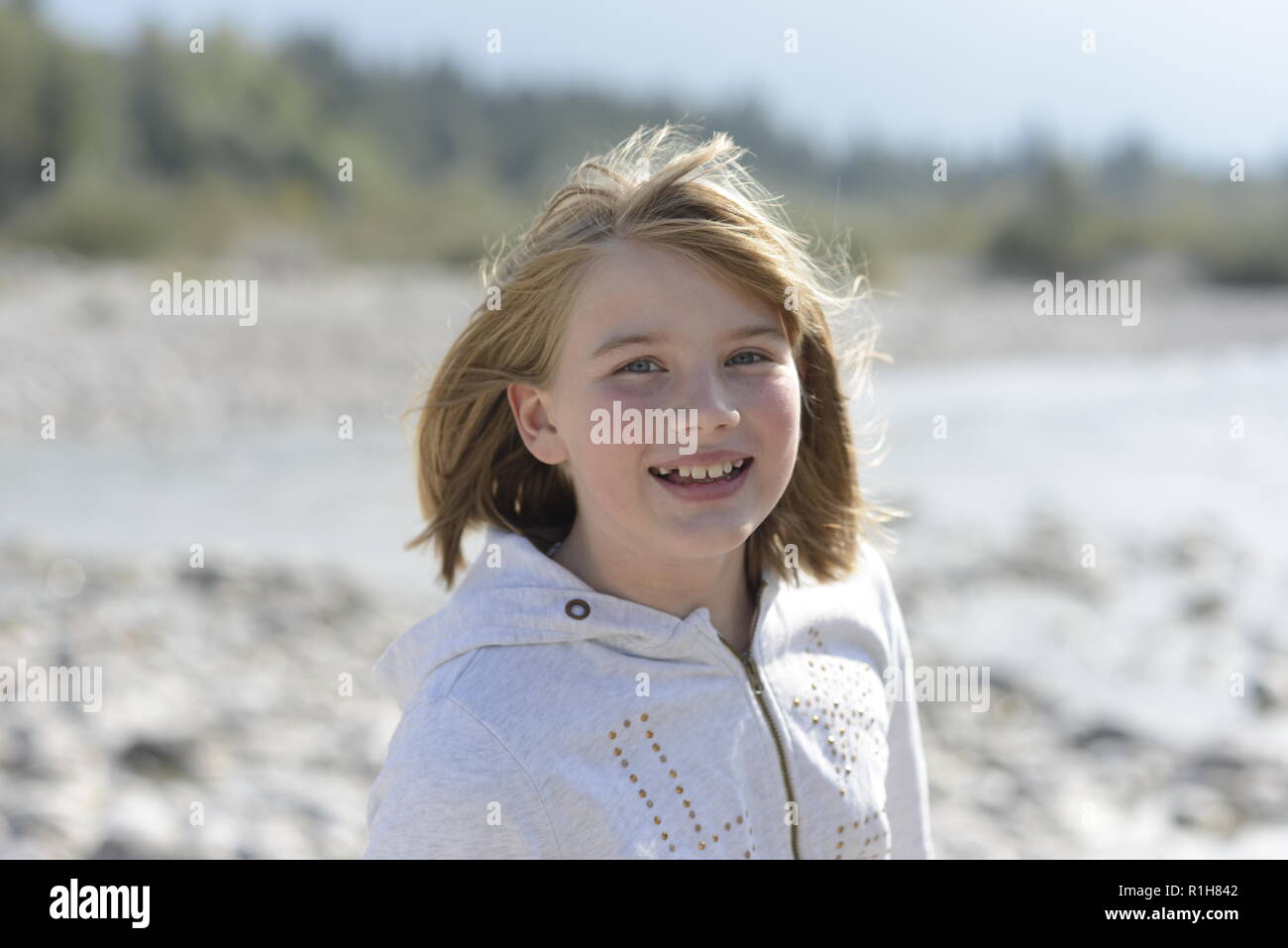 Smiling Girl, Portrait, Bavière, Allemagne Banque D'Images