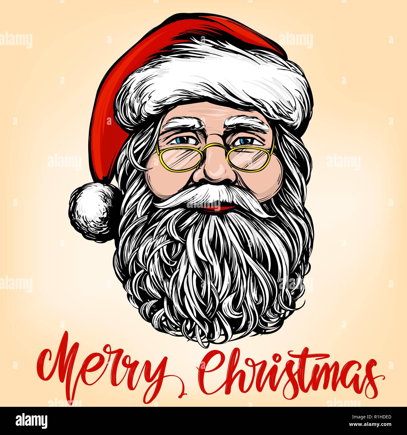 Santa Claus, symbole de Noël hand drawn vector illustration croquis. Illustration de Vecteur