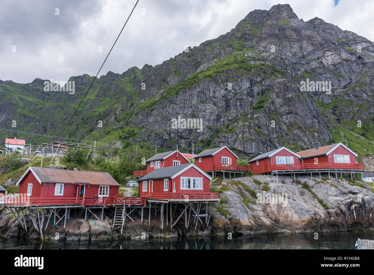 Le petit village d'un i Lofoten, Norvège Banque D'Images