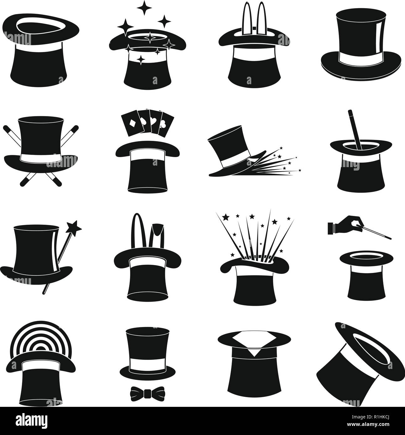 Magician hat sorcellerie icons set. Simple illustration de magicien 16 hat sorcellerie vector icons for web Illustration de Vecteur