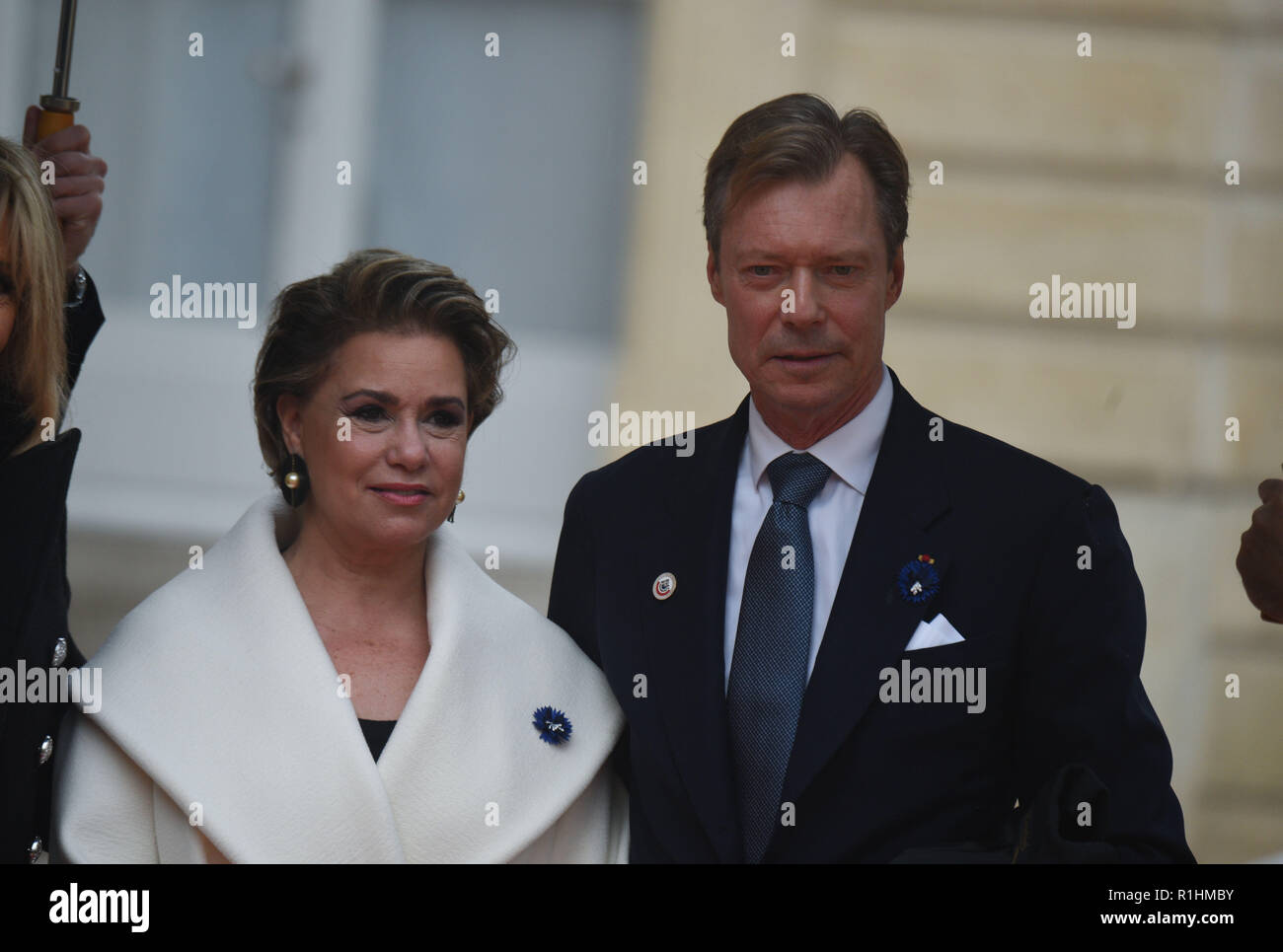 Novembre 11, 2018 - Paris, France : le Grand-Duc Henri de Luxembourg et de son épouse Maria Teresa Mestre arrivent à l'Elysée pour rejoindre la commémoration de l'Armistice. Plus de 60 chefs d'Etat et de gouvernement et dirigeants des grandes institutions financières internationales ont fait le déplacement a Paris pour assister à la commémoration du centieme anniversaire de l'armistice du 11 novembre 1918. *** FRANCE / PAS DE VENTES DE MÉDIAS FRANÇAIS *** Banque D'Images