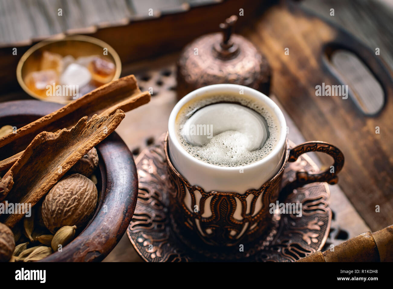 Le café turc et épices Banque D'Images