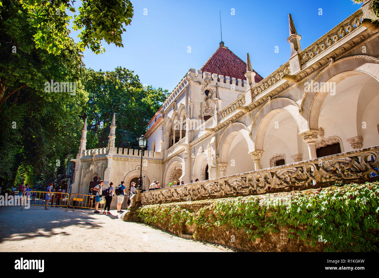 L'entrée des Jardins de Quinta da Regaleira, Grand Lisbonne, Portugal Banque D'Images