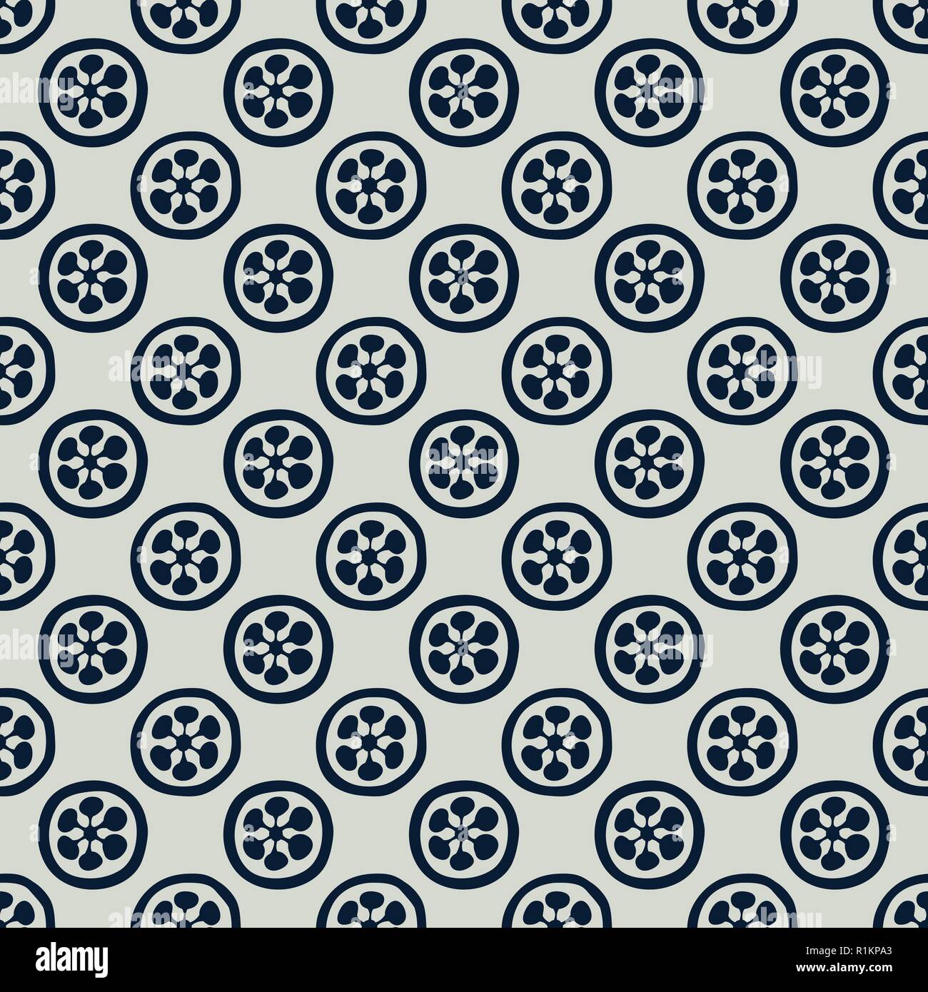 Sans colorant indigo motif floral, oriental traditionnel motif géométrique avec des fleurs. Le bleu marine sur fond écru. Le design textile. Illustration de Vecteur