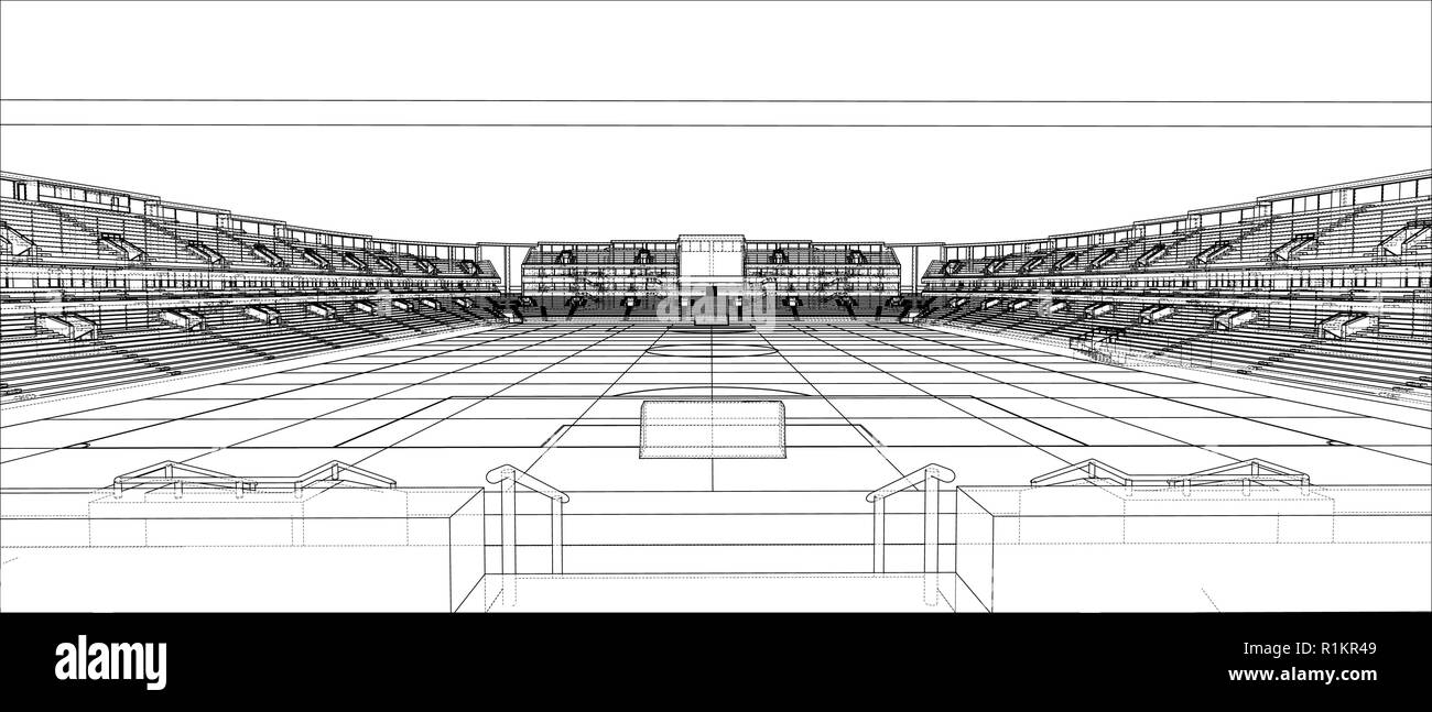 Le stade de football de croquis Illustration de Vecteur