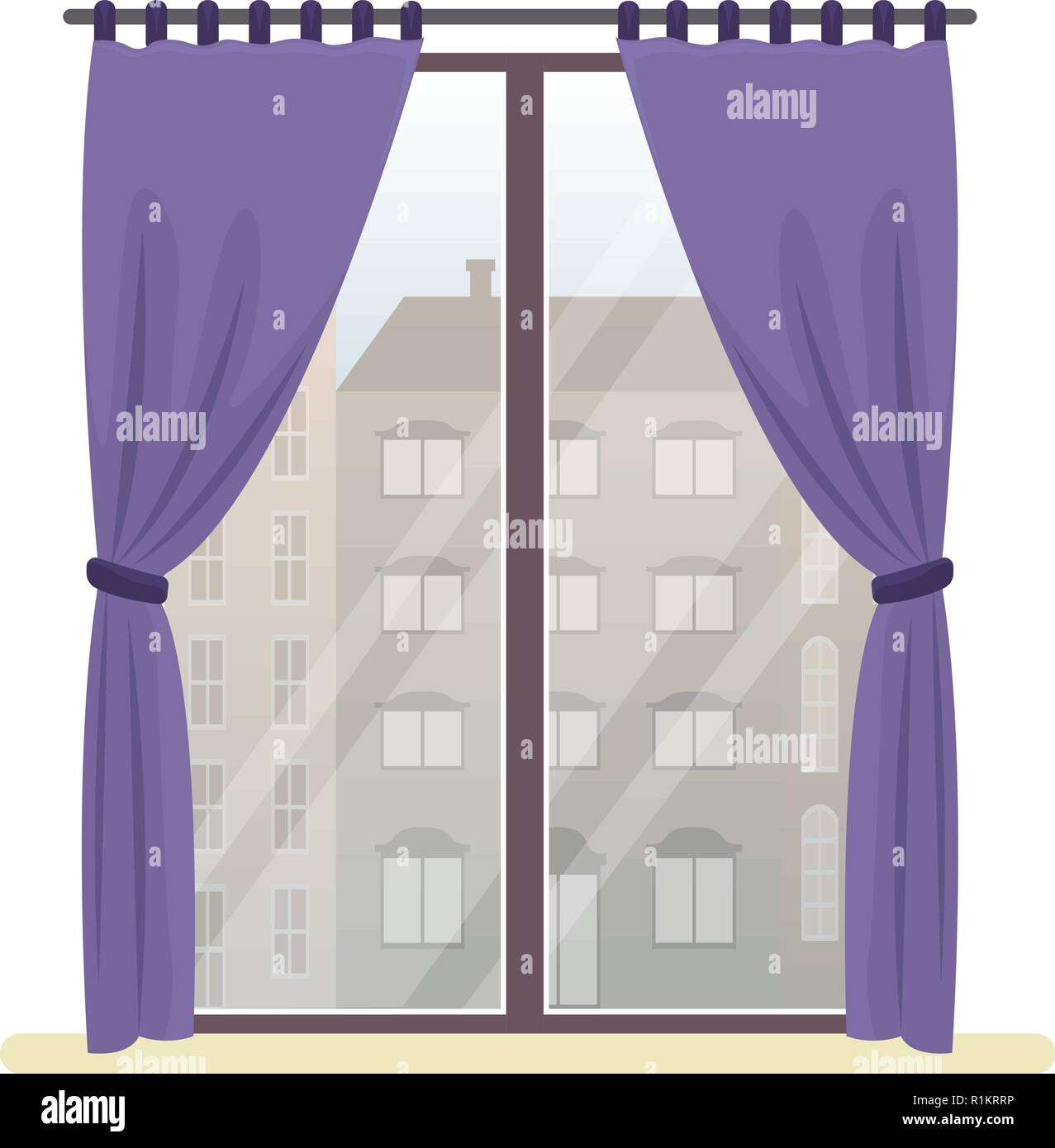 Fenêtre avec vue sur la ville. Télévision vecteur illustration. Illustration de Vecteur