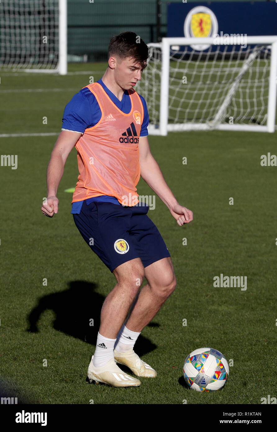 Kieran Tierney en Écosse pendant la session de formation à Édimbourg. APPUYEZ SUR ASSOCIATION photo. Date de la photo: Mardi 13 novembre 2018. Voir PA Story FOOTBALL Scotland. Le crédit photo devrait se lire comme suit : Jane Barlow/PA Wire. Banque D'Images