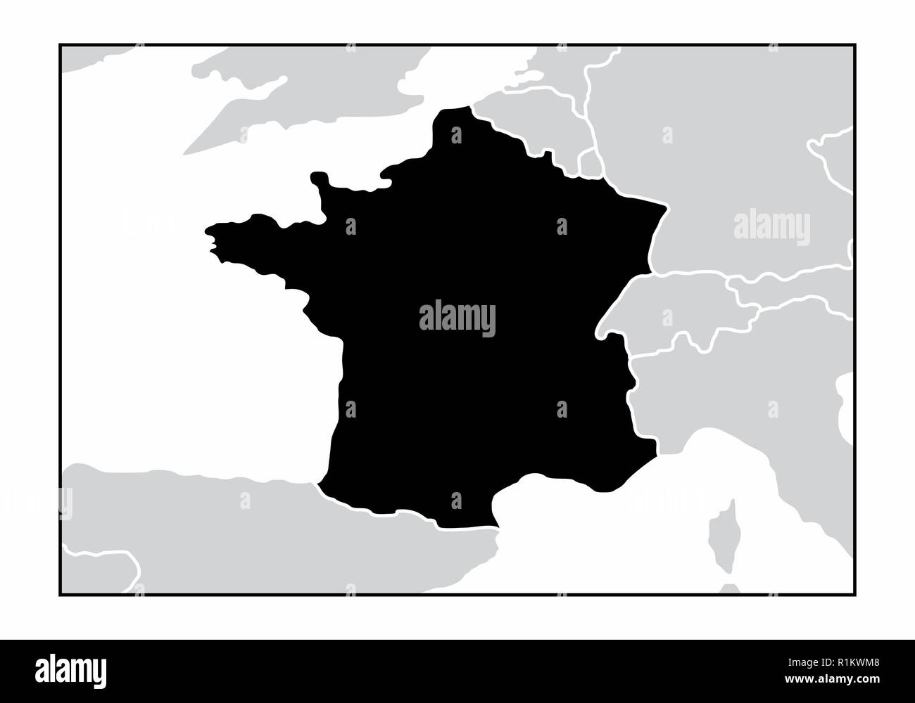 La silhouette sombre de la France la carte dans le continent européen Illustration de Vecteur