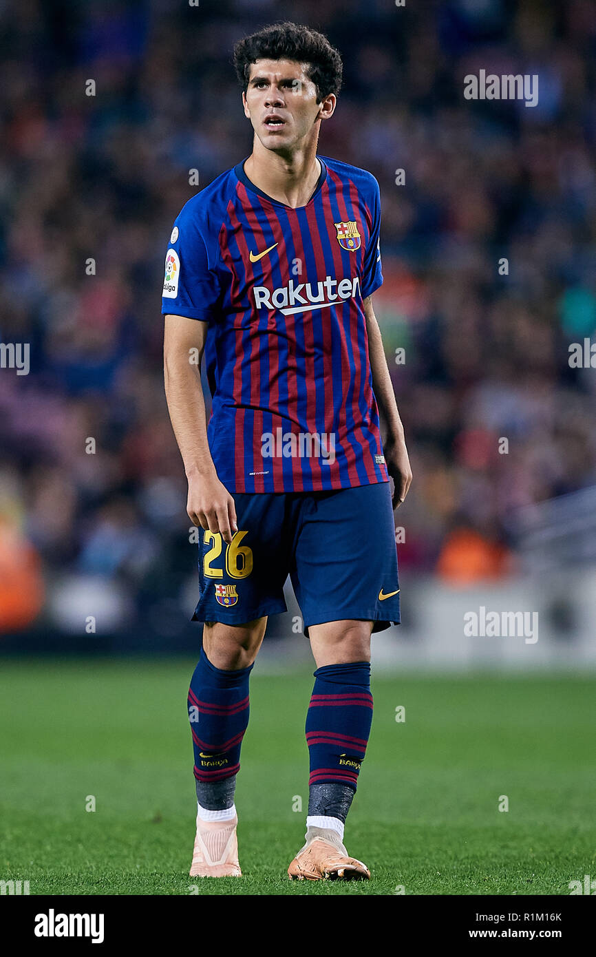 Barcelone, Espagne - 11 novembre : Carles Alena de FC Barcelone cherche sur pendant le match de la Liga entre le FC Barcelone et Real Valladolid c.f. au Camp Nou le 11 novembre 2018 à Barcelone, Espagne. (Photo de David Aliaga/MO Media) Banque D'Images