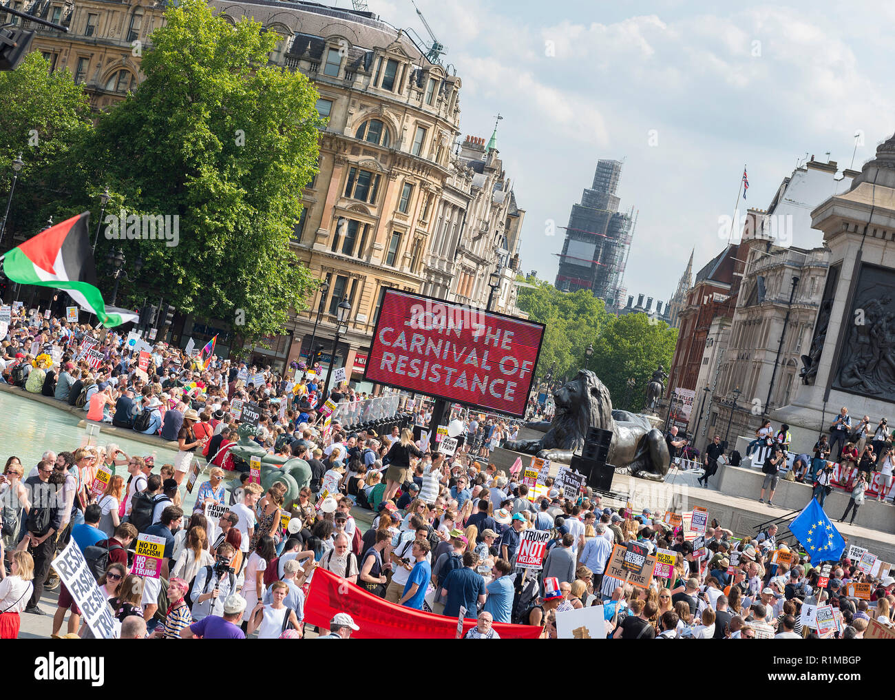 100 000 personnes ont manifesté contre la visite de Donal Trump au Royaume-Uni, Londres 13 Juillet 2018 Banque D'Images