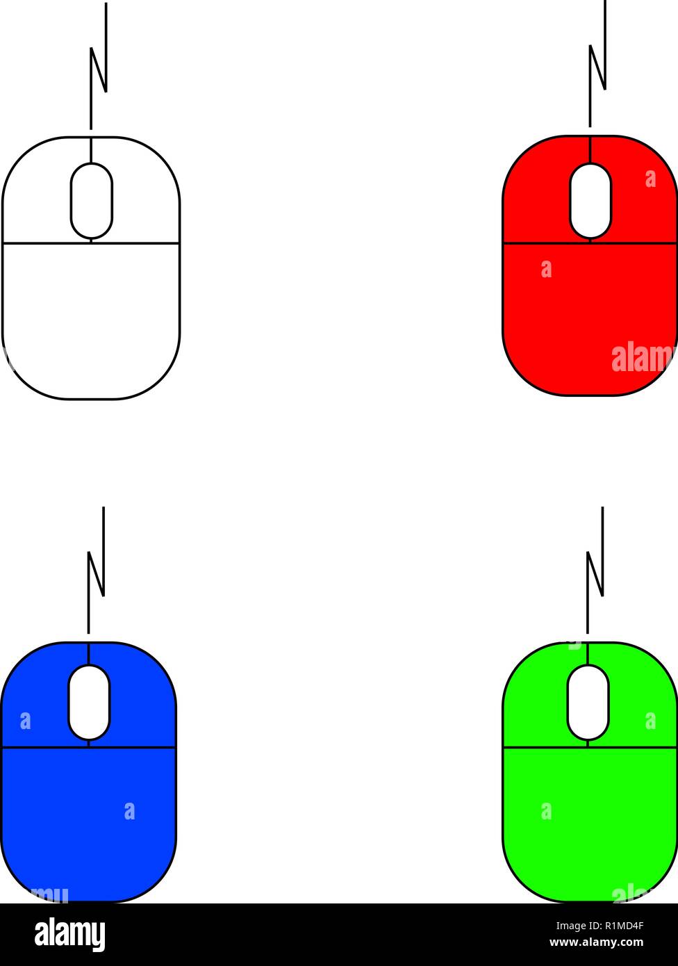 L'icône de la souris d'ordinateur jeu de symboles. 4 pièces color Illustration de Vecteur