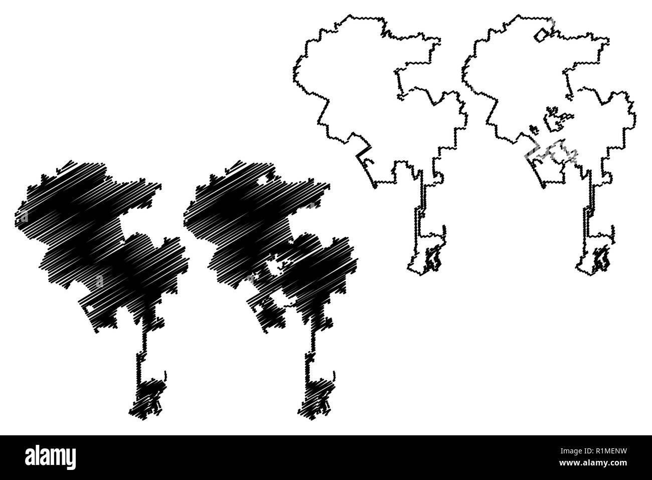 Los Angeles City ( États-Unis villes, États-Unis d'Amérique, USA, ville L.A.) map vector illustration gribouillage, croquis Ville de Los Angeles voir la carte Illustration de Vecteur