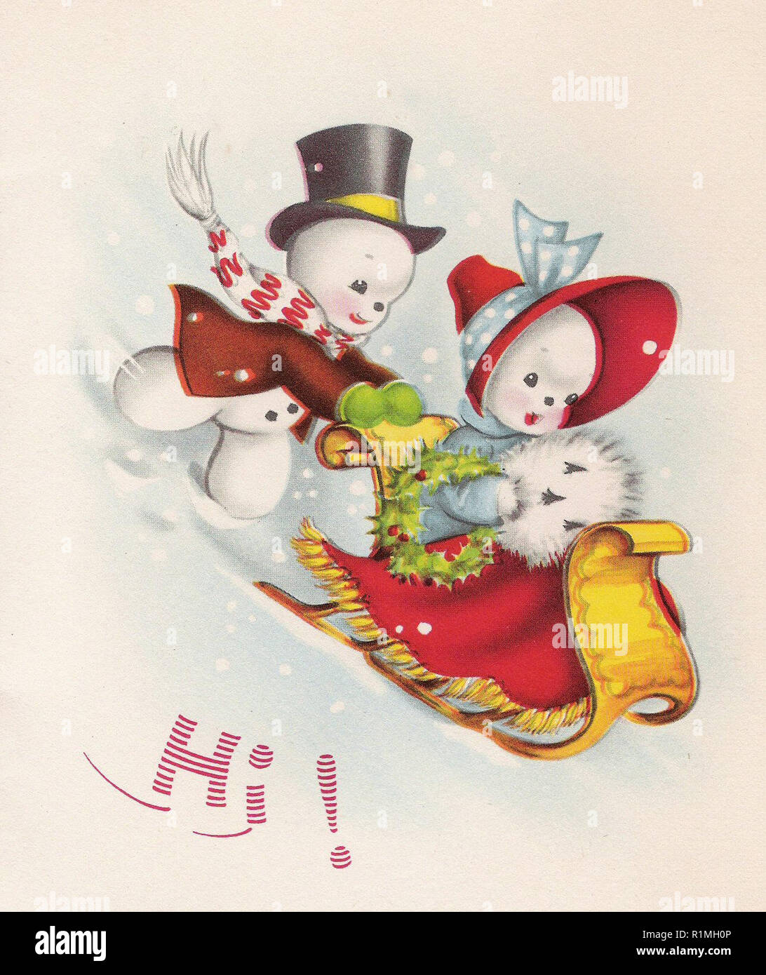 Carte De Noel Bonhomme De Neige Vintage Art Design Photo Stock Alamy
